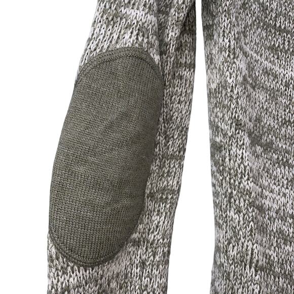 Horny Toad Sweater Womens Small 100% Merino Wool Gray Cream Hi-low Elbow Patch - Picture 4 of 8